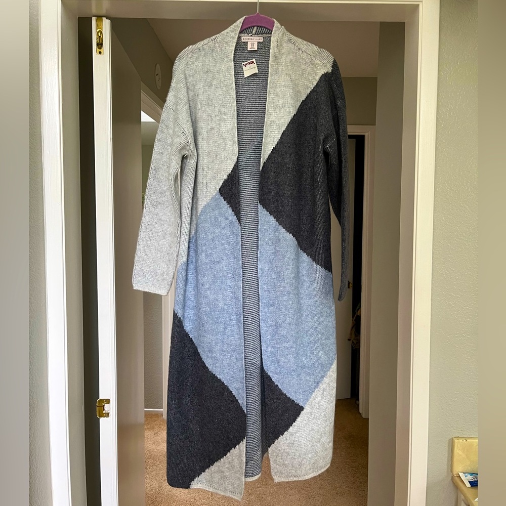 NWT Sincerely Jules Blue Grey Colorblock Cardigan